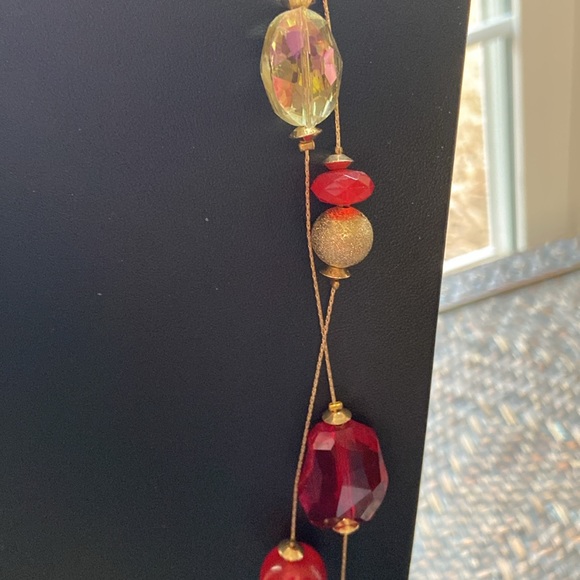 Red and Gold Long Necklace - Picture 3 of 7